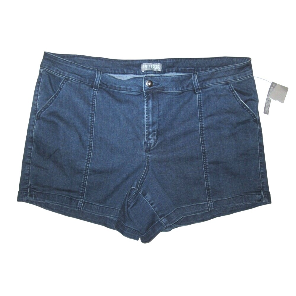 FALLS CREEK NWT Womens PLUS 24 3X SHORTS Dark Denim Wash NEW